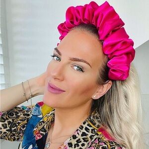 Red Satin Scrunchie Headband Ruffle  wedding